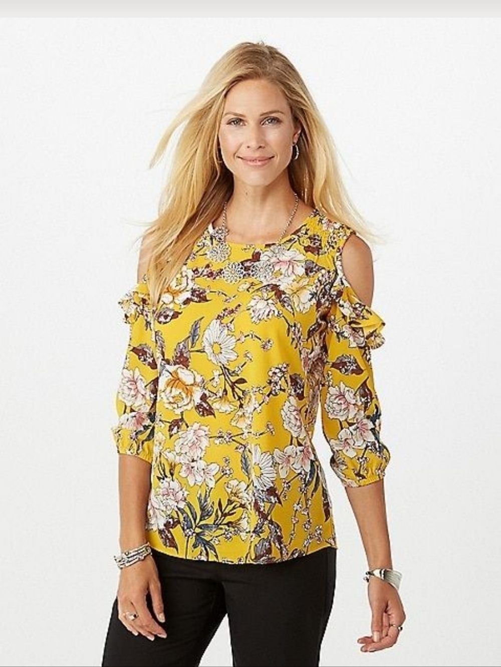 Dressbarn Roz & Ali Cold Shoulder Floral Top